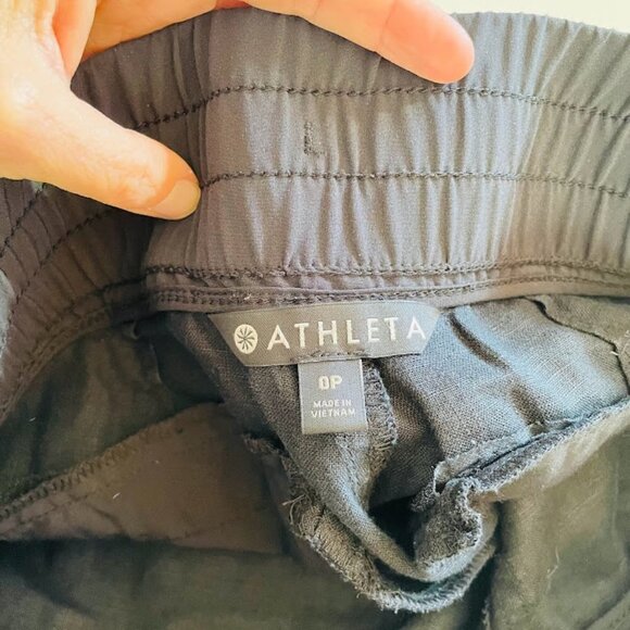 Athleta Cabo Linen Jogger Pant Trouser Petite Tuxedo Stripe Travel Outdoor Activ - Picture 7 of 9